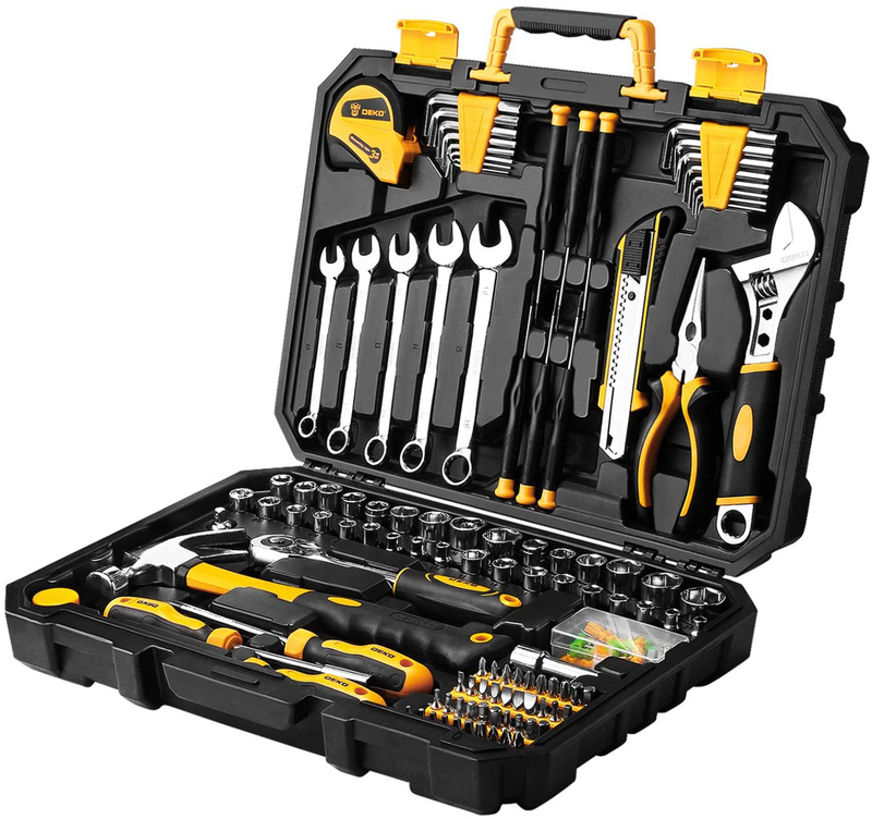 DEKOPRO 158 Piece Tool Set-General Household Hand Tool Kit,Auto Repair Tool Set, with Plastic Toolbox Storage Case Hardware > Tools > Tool Sets DEKOPRO 158 PCS  