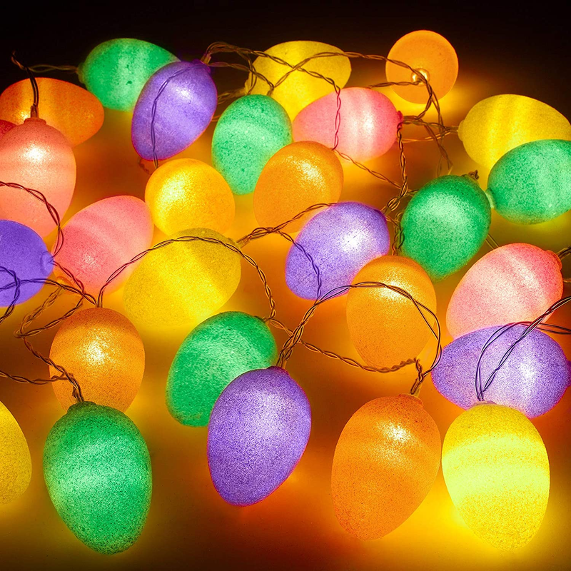 ELCOHO 13.2 Feet 30 Lights Easter Eggs LED String Lights Bright Color Glitter Easter Egg Decoration for Easter Decoration Home Tree Banister Party Home & Garden > Decor > Seasonal & Holiday Decorations ELCOHO   
