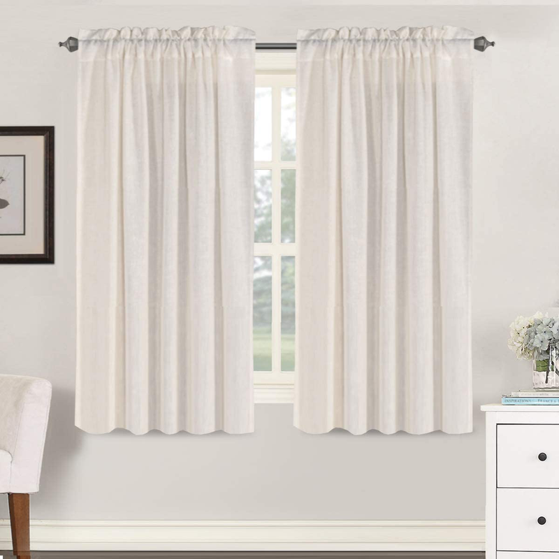 Linen Curtains Light Filtering Privacy Protecting Panels Premium Soft Rich Material Drapes with Rod Pocket, 2-Pack, 52 Wide x 96 inch Long, Natural Home & Garden > Decor > Window Treatments > Curtains & Drapes H.VERSAILTEX Natural 52"W x 63"L 
