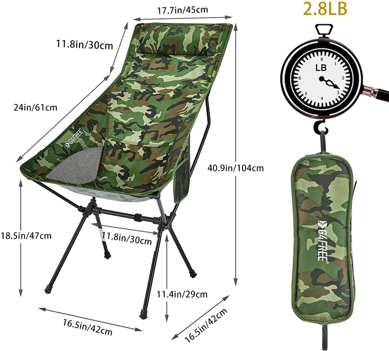 G4Free Lightweight Portable High Back Camping Chair, Folding Backpacking Camp Chairs Upgrade with Headrest & Pocket for Outdoor Travel Picnic Hiking Fishing Sporting Goods > Outdoor Recreation > Camping & Hiking > Camp Furniture G4Free   