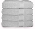 Glamburg Premium Cotton 4 Pack Bath Towel Set - 100% Pure Cotton - 4 Bath Towels 27x54 - Ideal for Everyday use - Ultra Soft & Highly Absorbent - Black Home & Garden > Linens & Bedding > Towels GLAMBURG Light Grey  