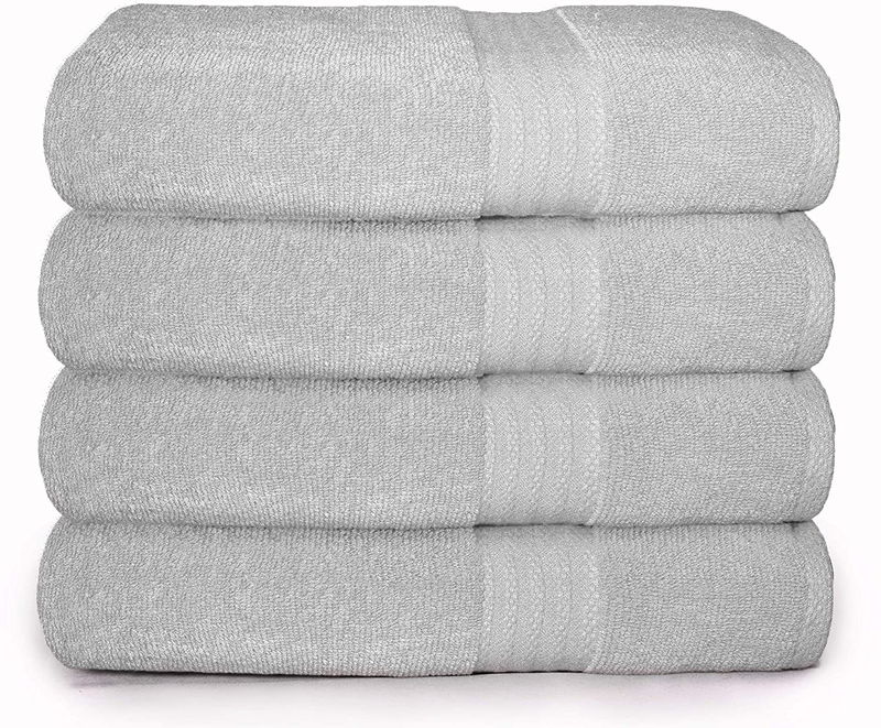 Glamburg Premium Cotton 4 Pack Bath Towel Set - 100% Pure Cotton - 4 Bath Towels 27x54 - Ideal for Everyday use - Ultra Soft & Highly Absorbent - Black