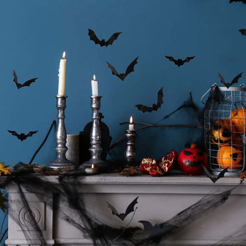 Halloween 3D Bats Decoration, 96 PCS 4 Sizes Realistic PVC Scary Bats Window Decal Wall Stickers for DIY Home Bathroom Indoor Hallowmas Decoration Party Supplies Arts & Entertainment > Party & Celebration > Party Supplies PLBAG   