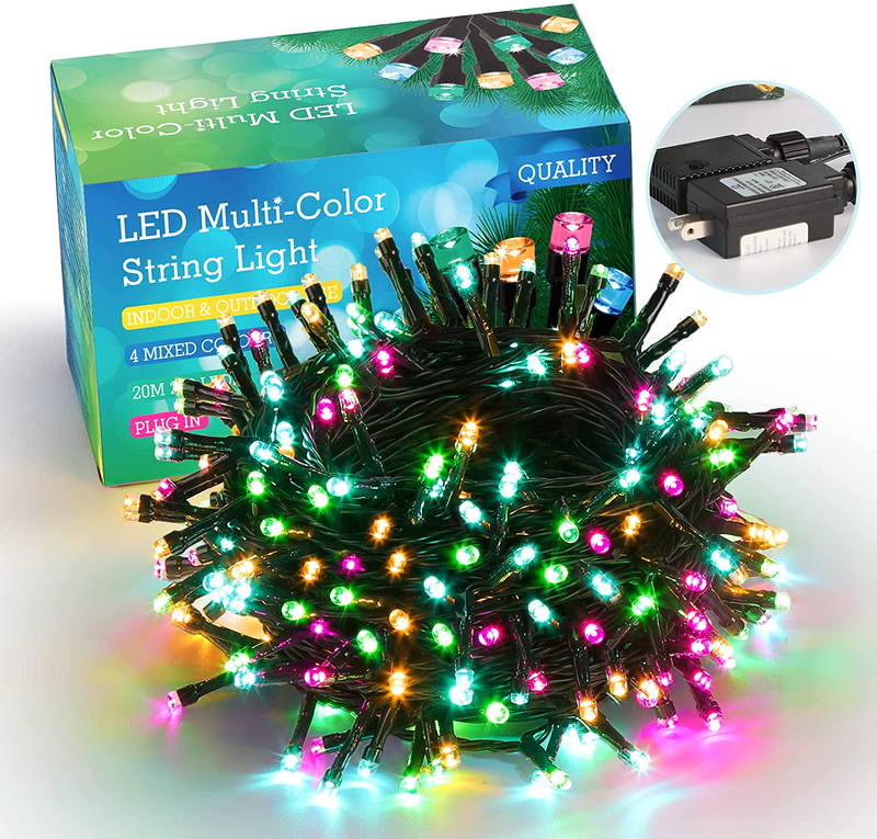 Quntis 328FT 1000 LED Christmas Tree Lights, Outdoor Indoor Multicolored Xmas String Lights 8 Modes Holiday Fairy Twinkle Decoration Lights Plug in for Home Garden Wedding Party Valentine'S Day Home & Garden > Decor > Seasonal & Holiday Decorations Quntis 66FT  