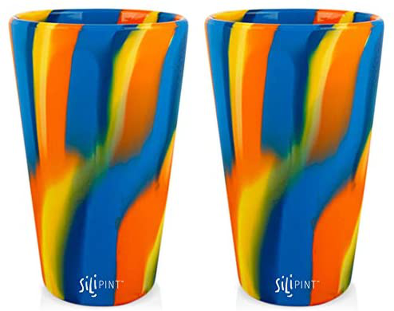 Silipint Silicone Pint Glass. Unbreakable, Reusable, Durable, and Guaranteed for Life. Shatterproof 16 Ounce Silicone Cups for Parties, Sports and Outdoors (2-Pack, Arctic Sky & Hippy Hop) Home & Garden > Kitchen & Dining > Tableware > Drinkware Silipint Canyon Blues 2-Pack 
