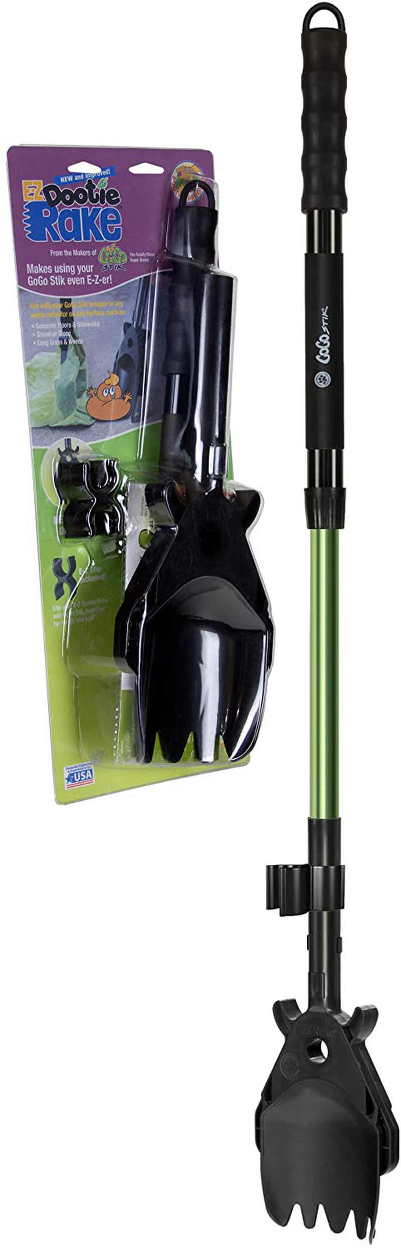 GoGo Stik, The Totally Clean Pooper Scooper. 24 to 36 inch. Small to Large Dogs. ST or XP Model Scooper. Optional EZ Wedge (Like rake). Or Scoop Set Combo. Use Store Bags Dootie Bags. Animals & Pet Supplies > Pet Supplies > Dog Supplies GoGo Stik DOOTIE RAKE 37"  