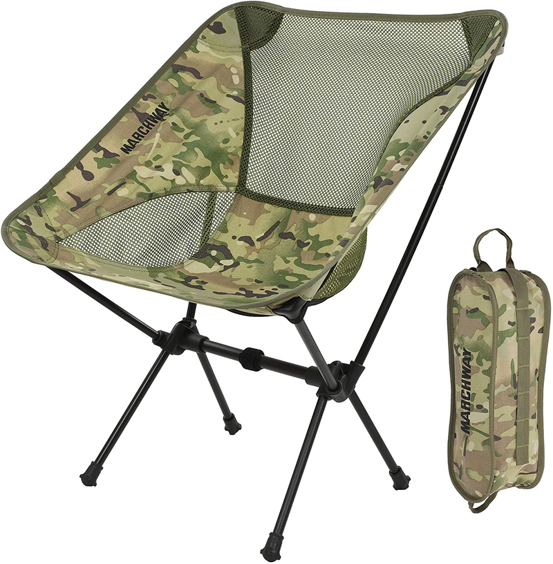 MARCHWAY Ultralight Folding Camping Chair, Portable Compact for Outdoor Camp, Travel, Beach, Picnic, Festival, Hiking, Lightweight Backpacking Sporting Goods > Outdoor Recreation > Camping & Hiking > Camp Furniture MARCHWAY Camo  