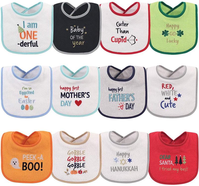 Hudson Baby Unisex Baby Cotton Terry Drooler Bibs with Fiber Filling Home & Garden > Decor > Seasonal & Holiday Decorations Hudson Baby Holiday Unisex One Size 