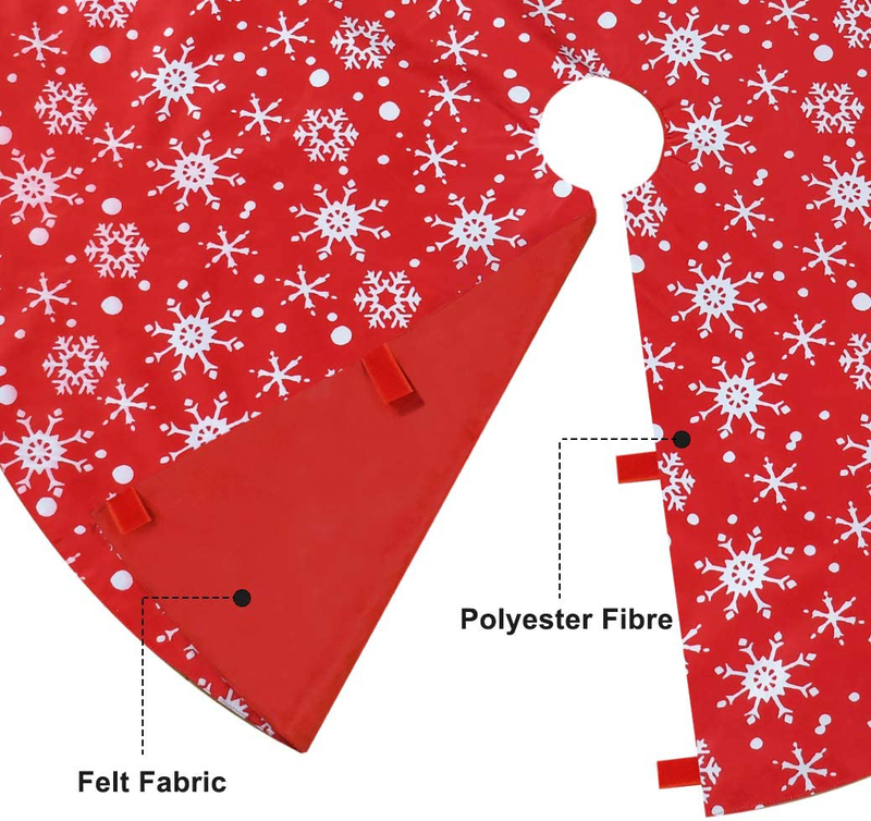 Senneny 48 Inch Christmas Tree Skirt - Red and White Snowflake Christmas Tree Skirts Mat Double Layers for Xmas Holiday Party Decorations Home & Garden > Decor > Seasonal & Holiday Decorations > Christmas Tree Skirts Senneny   
