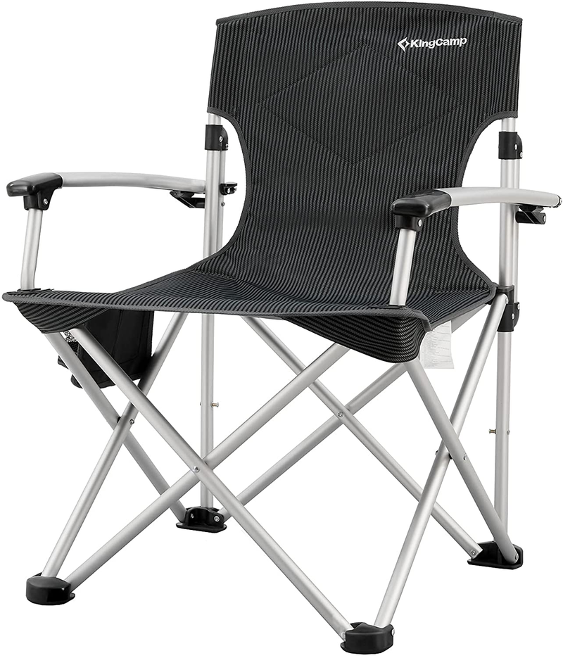 Kingcamp Oversized Camping Chairs Upgraded Widen Seat Padded Backrest Armrest Heavy Duty Camping Chairs Lawn Chairs Folding Outdoor Sports Chairs for Adults with Cup Holder Supports 300 Lbs Sporting Goods > Outdoor Recreation > Camping & Hiking > Camp Furniture KingCamp Black/Aluminum Alloy  