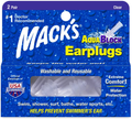 Mack's AquaBlock Swimming Earplugs - Comfortable, Waterproof, Reusable Silicone Ear Plugs for Swimming, Snorkeling, Showering, Surfing and Bathing Sporting Goods > Outdoor Recreation > Boating & Water Sports > Swimming McKeon Products, Inc. 2 Pair - Clear  