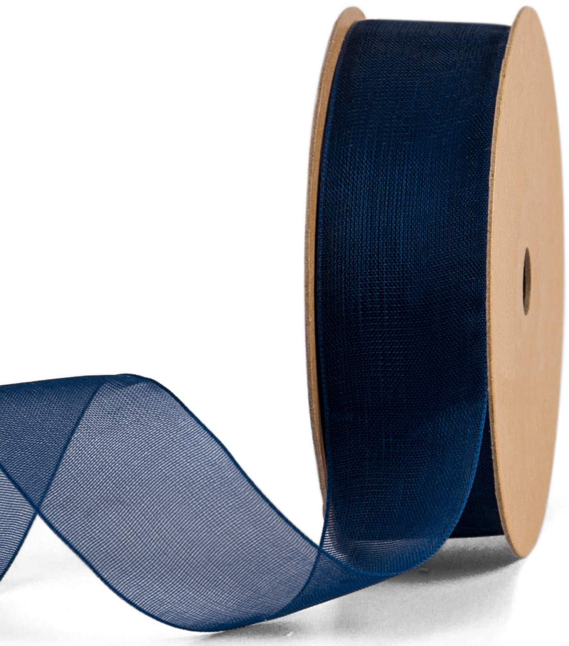 LaRibbons 1 Inch Sheer Organza Ribbon - 25 Yards for Gift Wrappping, Bouquet Wrapping, Decoration, Craft - Rose Arts & Entertainment > Hobbies & Creative Arts > Arts & Crafts > Art & Crafting Materials > Embellishments & Trims > Ribbons & Trim LaRibbons Navy 1 inch x 25 Yards 