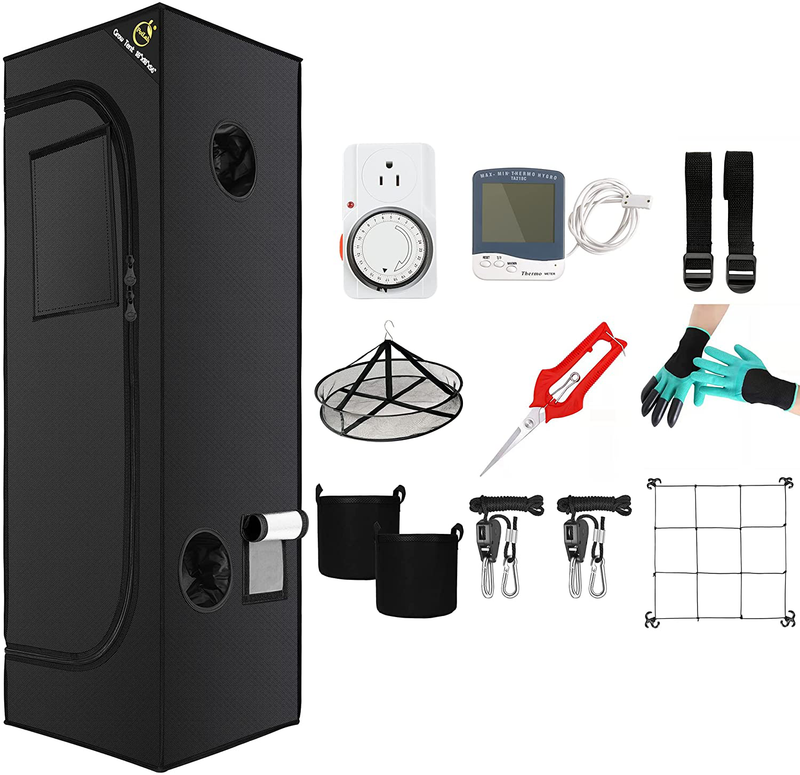 POTLAB 3X3 Grow Tent with Accessories Kit Cultivate in Small Spaces - Hydroponic Grow Tent with Easy View Window - Grow Tents with Mylar Fabric to Stop Light Leaks - Indoor Grow Tent 36X36X72 Sporting Goods > Outdoor Recreation > Camping & Hiking > Tent Accessories POTLAB 18"x18"x56"  