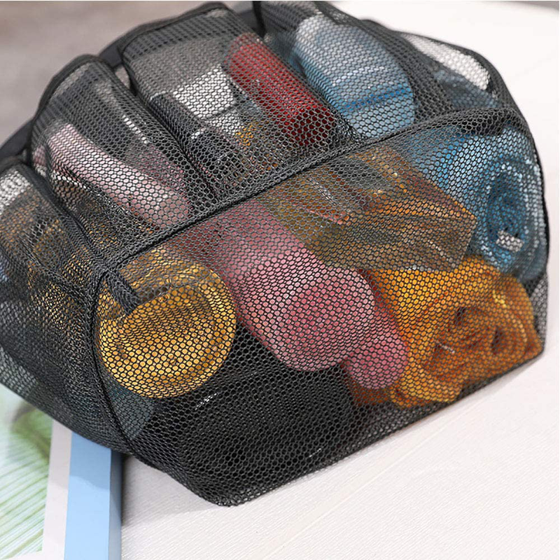 Mesh Shower Caddies Shower Bag Tote and Shoes Bag Set of 2 Portable for Dorm Essentials Camp Gym Swimming Pools Travel Size Toiletries Bathroom Organizer Black Sporting Goods > Outdoor Recreation > Camping & Hiking > Portable Toilets & Showers Zandith   