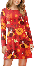 Spadehill Women's Fall Thanksgiving Swing Tunic Long Sleeve Dress