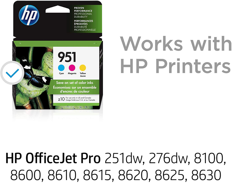 HP 951 | 3 Ink Cartridges | Cyan, Magenta, Yellow | Works with HP OfficeJet Pro 251dw, 276dw, 8600 Series, 8100 | CN050AN, CN051AN, CN052AN Electronics > Print, Copy, Scan & Fax > Printer, Copier & Fax Machine Accessories > Printer Consumables > Toner & Inkjet Cartridges HP   