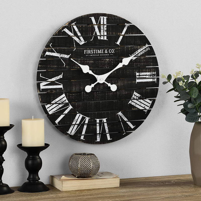 FirsTime & Co. Shiplap Farmhouse Wall Clock, American Crafted, White, 18 x 2 x 18, Home & Garden > Decor > Clocks > Wall Clocks FirsTime & Co. Black 18 inches 