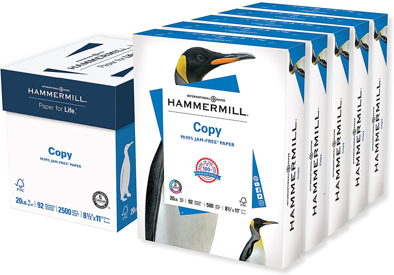 Hammermill Printer Paper, 20 Lb Copy Paper, 8.5 x 11 - 8 Ream (4,000 Sheets) - 92 Bright, Made in the USA Electronics > Print, Copy, Scan & Fax > Printer, Copier & Fax Machine Accessories Hammermill Letter (8.5x11) 5 Ream | 2500 Sheets 