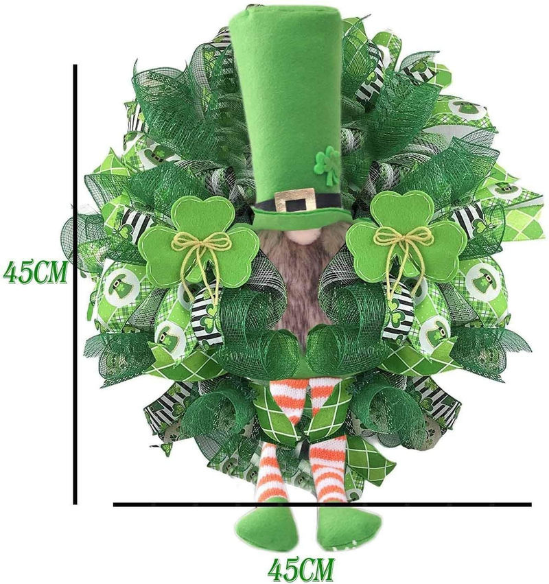 St.Patrick'S Day Wreath for Front Door Decorations, Irish St Patrick'S Day Leprechaun Wreath Clover, Spring March Shamrock Hanging Ornaments for Party Classroom Office Farmhouse Indoor (Gnome) Arts & Entertainment > Party & Celebration > Party Supplies LLQQ   