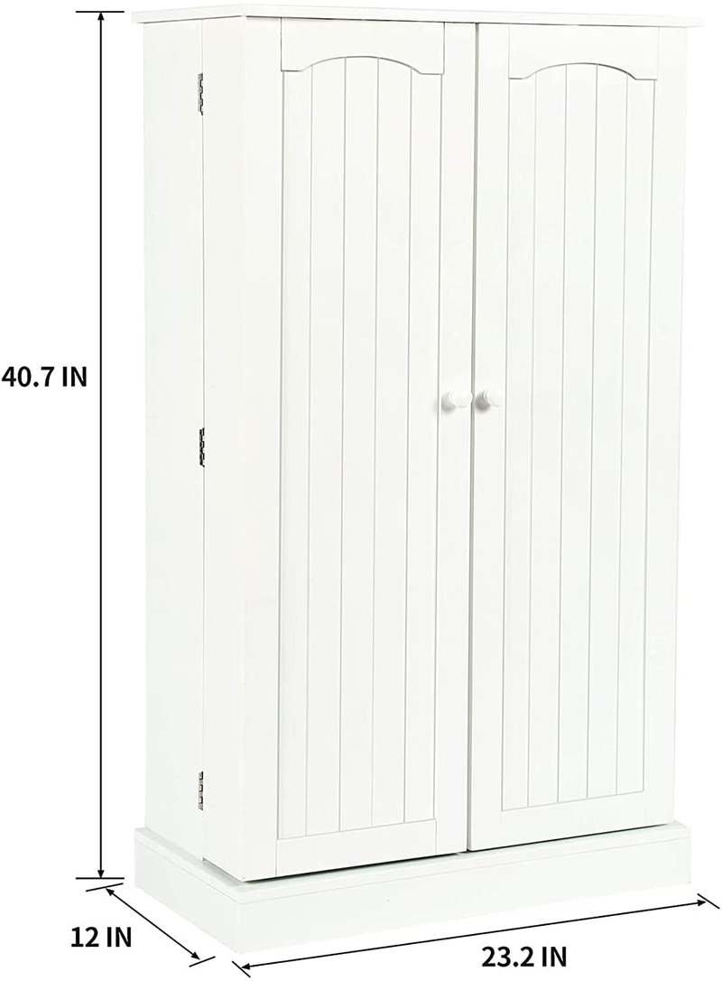 Function Home 41" Farmhouse Kitchen Pantry, Storage Cabinet with Doors and Adjustable Shelves for Kitchen, Living Room and Dinning Room in White Home & Garden > Kitchen & Dining > Food Storage Function Home   
