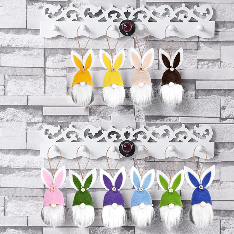 Easter Decorations Hanging Gnomes Bunny Ornaments Set of 10,Colorful Handmade Plush Gnome Bunny Elf Hanging Home Easter Decor,Yard Garden Indoor Outdoor Party Farmhouse Holiday Decoration Home & Garden > Decor > Seasonal & Holiday Decorations Lapogy   