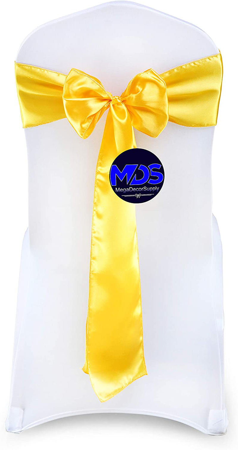 mds Pack of 25 Satin Chair Sashes Bow sash for Wedding and Events Supplies Party Decoration Chair Cover sash -Gold Arts & Entertainment > Party & Celebration > Party Supplies mds Yellow Gold 25 
