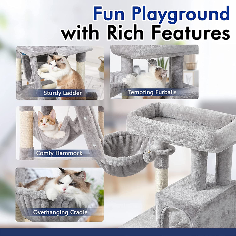 Rabbitgoo Cat Tree Cat Tower for Indoor Cats, Multi-Level Cat House Condo with Large Perch, Scratching Posts & Hammock, Cat Climbing Stand with Toy for Small Cats Kittens Play Rest, 39" Tall Animals & Pet Supplies > Pet Supplies > Cat Supplies > Cat Beds rabbitgoo   