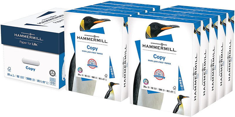 Hammermill Printer Paper, 20 Lb Copy Paper, 8.5 x 11 - 8 Ream (4,000 Sheets) - 92 Bright, Made in the USA Electronics > Print, Copy, Scan & Fax > Printer, Copier & Fax Machine Accessories Hammermill Letter (8.5x11) 10 Ream | 5000 Sheets 