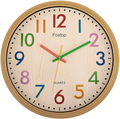Foxtop Silent Kids Wall Clock 12 Inch Non-Ticking Battery Operated Colorful Decorative Clock for Children Nursery Room Bedroom School Classroom - Easy to Read (Colorful Numbers, 12 inch) Home & Garden > Decor > Clocks > Wall Clocks Foxtop 12 Inch Beige 12inch 