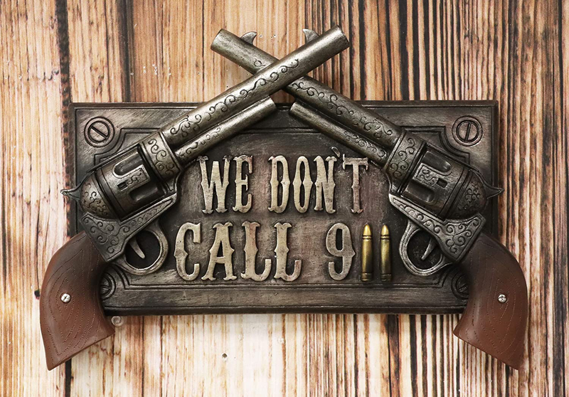 Ebros Gift No Warning For Trespassers Wild West Dual Six Shooter Guns With Bullets Wall Art Sign Plaque Rustic Western Two Pistols Wall Decor 3D Figurine Home & Garden > Decor > Artwork > Sculptures & Statues Ebros Gift Default Title  