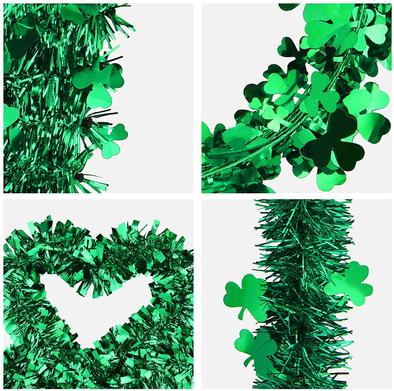 Green Tinsel Garland, 4 Pack Include Shamrock Wreath, Wire Circle Garland, Leprechaun Hat and Metallic Tinsel Twist Garland for St. Patrick'S Day Decorations and Lucky Irish Themed Parties Arts & Entertainment > Party & Celebration > Party Supplies Artflower   