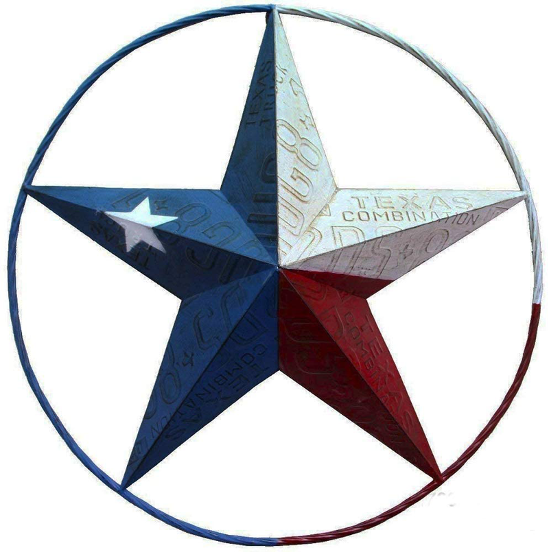 Texas Flag Painted Metal Star Wall Hanging Home Decor Rustic Western Home & Garden > Decor > Artwork > Sculptures & Statues R&R   
