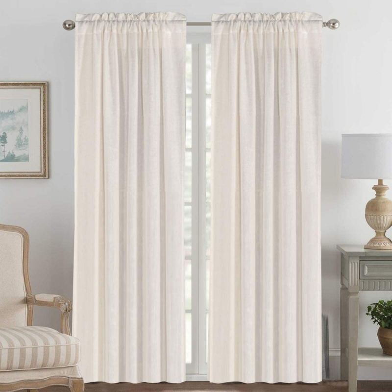 Linen Curtains Light Filtering Privacy Protecting Panels Premium Soft Rich Material Drapes with Rod Pocket, 2-Pack, 52 Wide x 96 inch Long, Natural Home & Garden > Decor > Window Treatments > Curtains & Drapes H.VERSAILTEX Natural 52"W x 108"L 