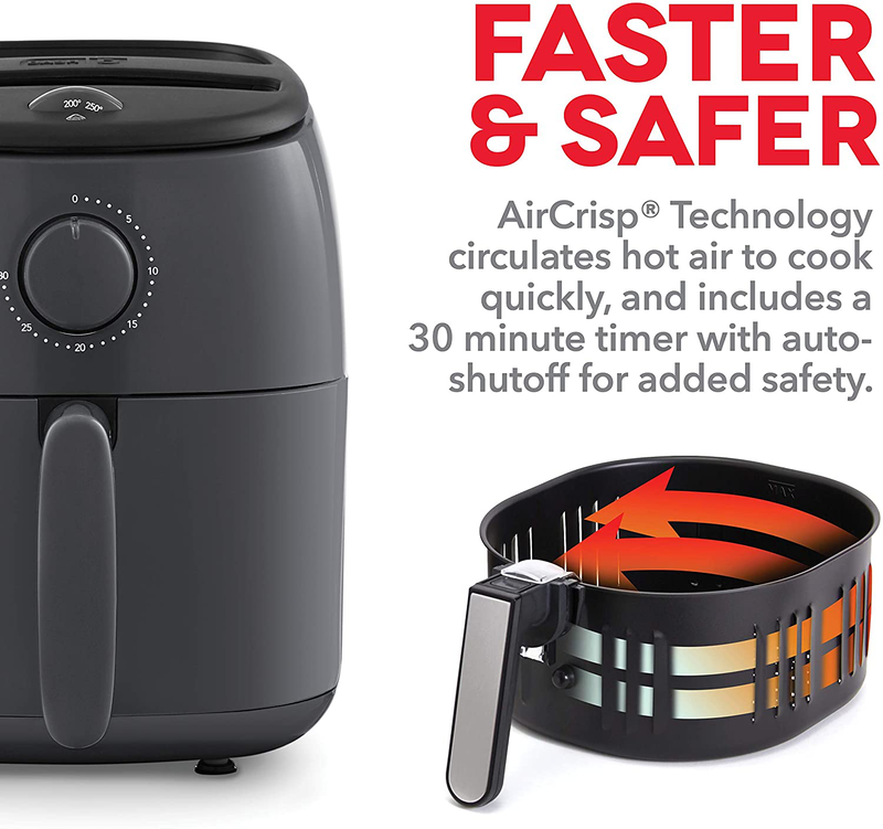 Dash DCAF200GBGY02 Tasti Crisp Electric Air Fryer Oven Cooker with Temperature Control, Non-stick Fry Basket, Recipe Guide + Auto Shut Off Feature, 1000-Watt, 2.6Qt, Grey Home & Garden > Kitchen & Dining > Kitchen Tools & Utensils > Kitchen Knives Dash   