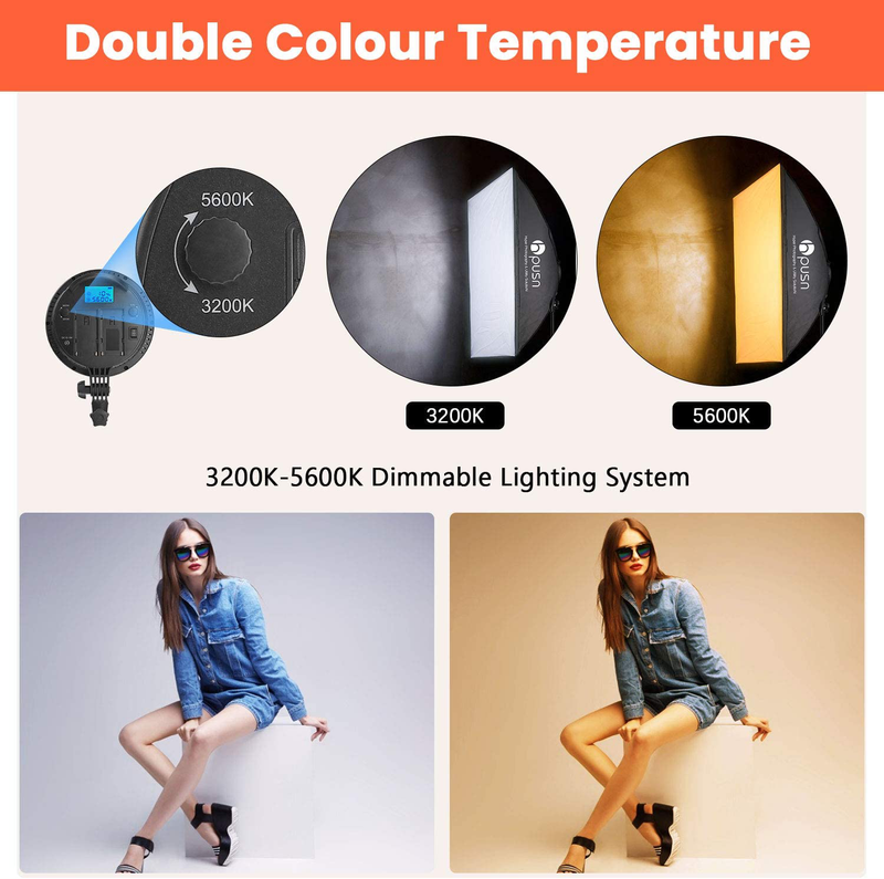 HPUSN LED Softbox Lighting Kit Professional Studio Photography Equipment 24x36 Inch 3200-5600K 48W Dimmable LED Light with Red/Yellow/Blue Filter for Studio Video and Others Photography Cameras & Optics > Photography > Lighting & Studio HPUSN   