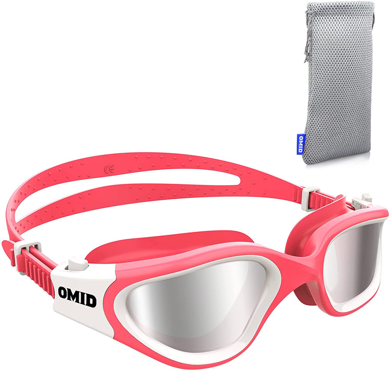 OMID Swim Goggles, Comfortable Polarized Anti-Fog Swimming Goggles for Adult Sporting Goods > Outdoor Recreation > Boating & Water Sports > Swimming > Swim Goggles & Masks OMID K1-bright Polarized Silver - Pink Frame  