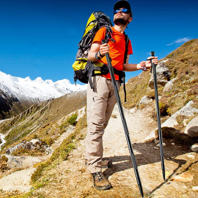 Sindh Trekking Poles, Multifunctional Adjustable Aluminum Hiking Walking Sticks, Collapsible, Lightweight, Shock, Ultralight for Hiking, Camping, Mountaining, Backpacking, Walking, Trekking