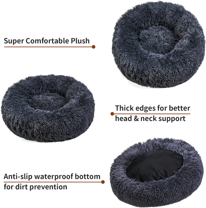 DDSNTY Dog Bed & Cat Bed, Warming Cozy Soft Dog round Bed, Anti-Slip Faux Fur Fluffy Donut Cuddler Anxiety Bed, Cozy Pet Beds for Small, Medium, and Large Dogs and Cats, Machine Washable Dog Bed