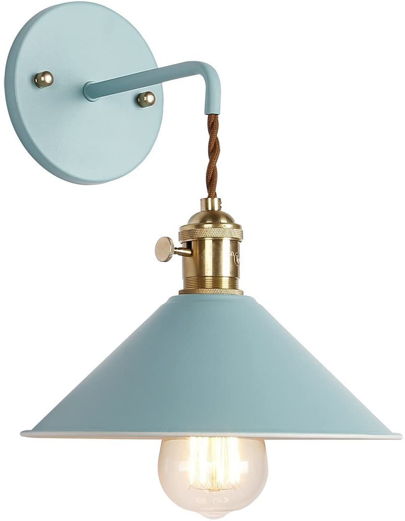 iYoee Wall Sconce Lamps Lighting Fixture with on Off Switch,Khaki Macaron Wall lamp E26 Edison Copper lamp Holder with Frosted Paint Body Bedside lamp Bathroom Vanity Lights Home & Garden > Lighting > Lighting Fixtures > Wall Light Fixtures iYoee Blue  