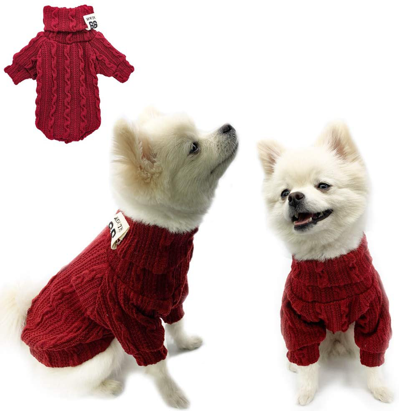 Sunteelong Dog Sweater Dog Clothes 4 Colors Cat Sweater Knitted Dog Shirt Soft Puppy Sweaters for Small Medium Large Dogs Girl or Boy Pink Animals & Pet Supplies > Pet Supplies > Dog Supplies > Dog Apparel SunteeLong Wine Red S(Chest 13", Back 9.5") 