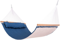 Lazy Daze 12 FT Double Quilted Fabric Hammock with Spreader Bars and Detachable Pillow, 2 Person Hammock for Outdoor Patio Backyard Poolside, 450 LBS Weight Capacity, Dark Cream Home & Garden > Lawn & Garden > Outdoor Living > Hammocks Lazy Daze Hammocks White/Navy Blue  