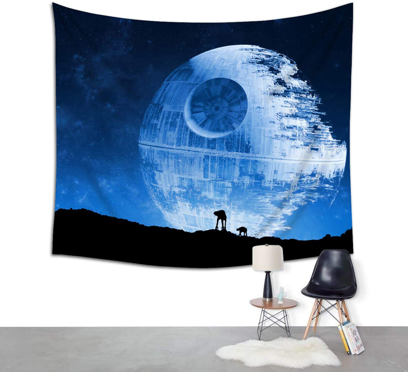 Jacoci Blue Death Star Wall Tapestry Hanging Cool Design for Bedroom Living Room Dorm Handicrafts Curtain Home Decor Size 50x60 Inches Home & Garden > Decor > Artwork > Decorative Tapestries Jacoci   