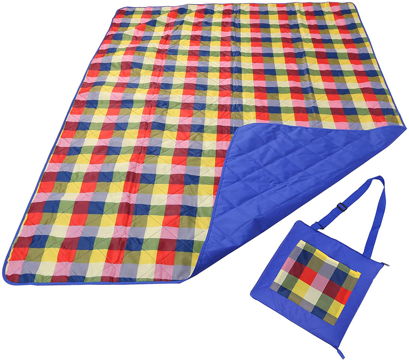 REDCAMP Outdoor Picnic Blanket Washable Waterproof and Sandproof, 79"x59" Large Foldable Lawn Blanket for Grass with Tote Bag, Black Plaid Home & Garden > Lawn & Garden > Outdoor Living > Outdoor Blankets > Picnic Blankets REDCAMP Red and White Plaid 79"x59" 