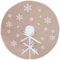MACTING Countryside Burlap Tree Skirt Christmas 30 Inch White Snowflake Printed Xmas New Year Holiday Decorations Indoor Outdoor Home & Garden > Decor > Seasonal & Holiday Decorations > Christmas Tree Skirts MACTING Kahki 30" 