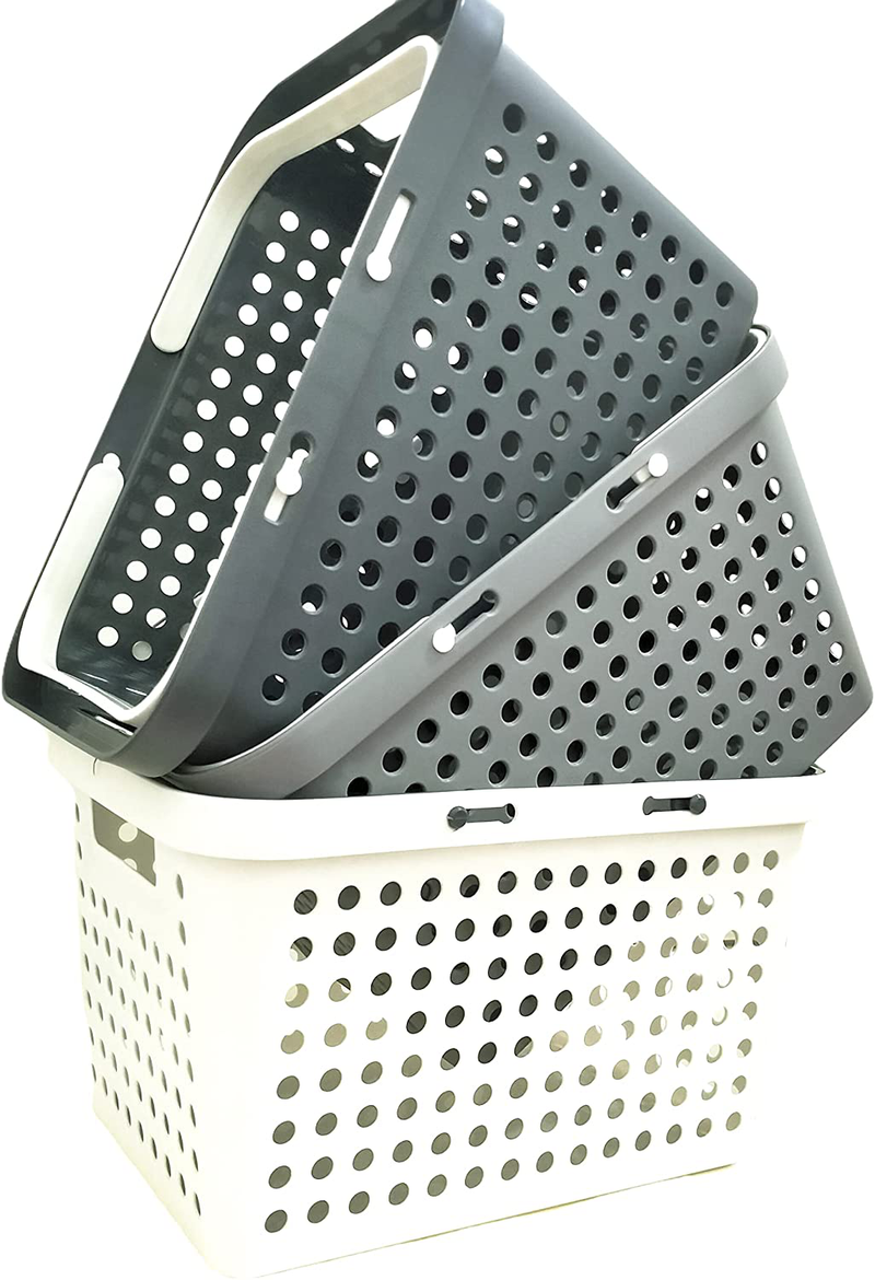 Plastic Portable Storage Organizer Caddy,Portable Shower Caddy Tote Portable Storage Bins with Handles,Cleaning Caddy for Bathroom,College Dorm,Kitchen,Bedroom (White, Small) Sporting Goods > Outdoor Recreation > Camping & Hiking > Portable Toilets & Showers AIPJOY   