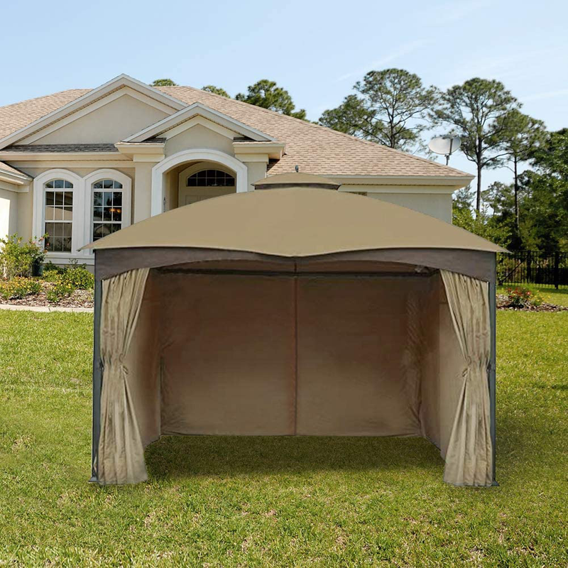 Gazebo Universal Replacement Privacy Curtain - Gafrem Canopy Panel Side Wall fits 10ft Gazebos (Brown, 10x10 feet)