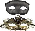 Couple Masquerade Metal Masks Venetian Halloween Costume Mask Mardi Gras Mask Apparel & Accessories > Costumes & Accessories > Masks Coddsmz Black+black-gold  