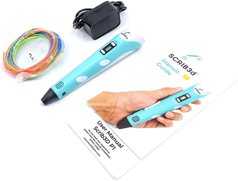 SCRIB3D P1 3D Printing Pen with Display - Includes 3D Pen, 3 Starter Colors of PLA Filament, Stencil Book + Project Guide, and Charger Electronics > Print, Copy, Scan & Fax > 3D Printer Accessories SCRIB3D   