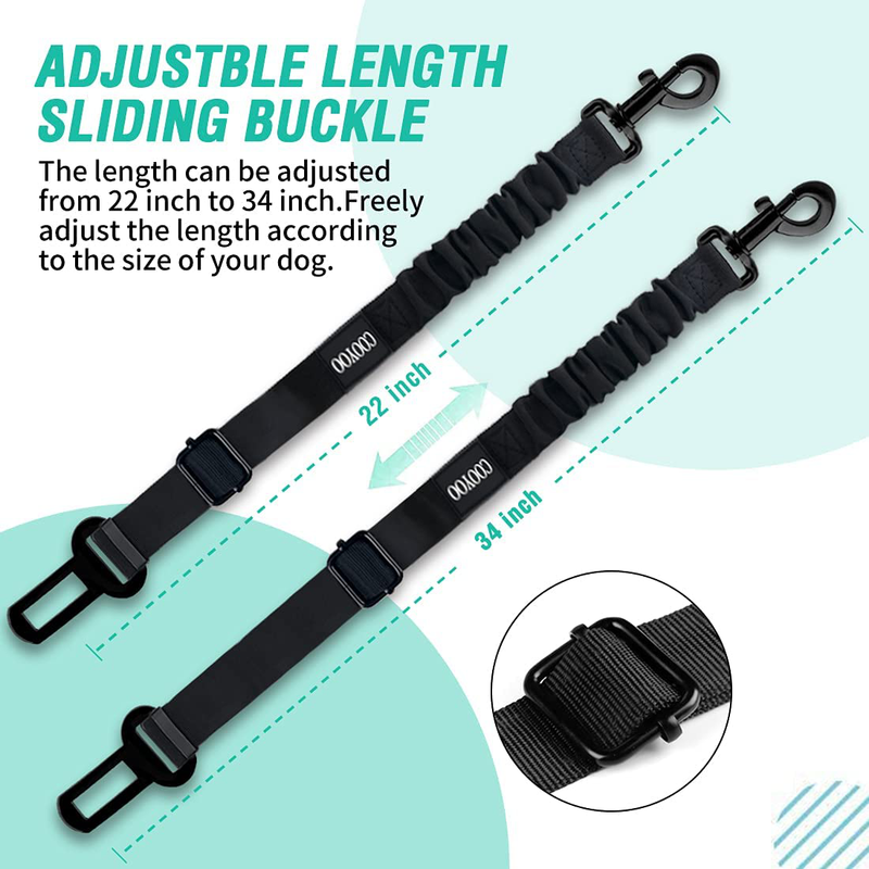 COOYOO Dog Seat Belt,2 Packs Retractable Dog Car Seatbelts Adjustable Pet Seat Belt for Vehicle Nylon Pet Safety Seat Belts Heavy Duty & Elastic & Durable Car Harness for Dogs Animals & Pet Supplies > Pet Supplies > Dog Supplies COOYOO   