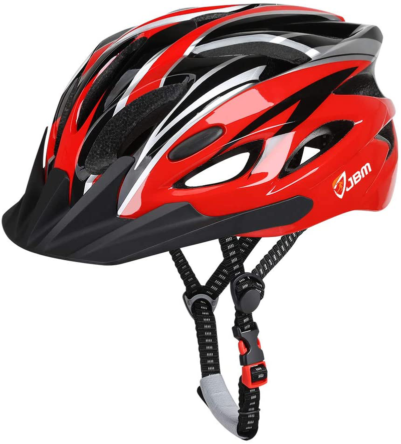 JBM Adult Cycling Bike Helmet for Men Women (18 Colors) Black/Red/Blue/Pink/Silver Adjustable Lightweight Helmet with Reflective Stripe and Removal Sporting Goods > Outdoor Recreation > Cycling > Cycling Apparel & Accessories > Bicycle Helmets JBM international Red & Black Adult 